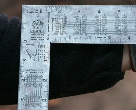 I’ve had plenty of different framing squares, but Chappell’s have useful features and are very high quality (and they’re made in the USA). I like the 
Master Framer model because it is 18 by 24 inches long. The extra 2 inches of tongue length really makes a difference. The 18:24 proportion is the same as a 9:12 and we cut that slope frequently. This lets me mark across an entire 2x10 or 2x12 without having to extend the line. We have been doing more and more exposed beam work and need a small square we can trust. Their 
9x12 Center Square is very accurate and just the right size for 8x Doug fir beams that don’t need a huge square to lay out.