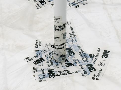 All seams and penetrations were sealed with 3M flashing tape.