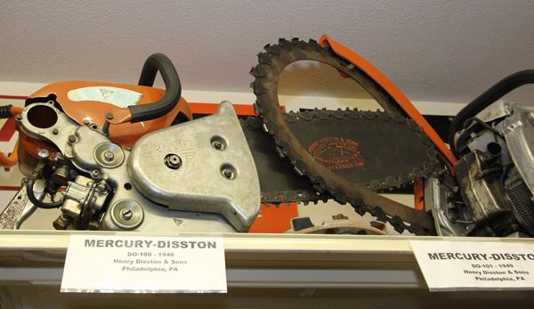A Mercury-Disston chainsaw. Yes, that Mercury and that Disston. The companies worked together during WWII and produced chainsaws together for a period of time after—making use of Disston’s experience with cutting and Mercury’s (Karl Keikauffer’s) experience with engines.