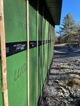 Furring strips installed for the rainscreen.