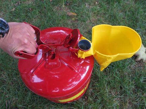 Just-Rite's safety can resembles Eagle's but the spout (funnel) is so small fuel will spill if you don't pour slowly.