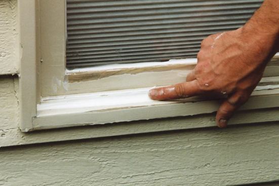 Careful caulking helps protect exterior joints and seams from water intrusion and future paint failure. Because horizontal surfaces are especially vulnerable, the author creates a fillet with caulk to help shed water: First, he applies a generous bead of caulk, and then he smooths out the surface with his dampened finger.