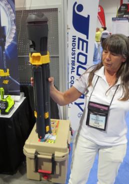 I wanted to show you how small the 9420 work light is when folded (just like a tripod). Now that you’ve seen that – check out the ice chest below and behind it. Yes, Pelican makes ice chests. This super heavy-duty model is part of the Elite Series and is said to be able to retain ice for 7-10 days. It has very thick walls, a gasketed lid, and is built like a tank. The brochure shows a fishing guide using it. I’d buy one for camping if I could figure out a way to explain to my wife why I spent $250-400 for an ice chest (I’m working on it).