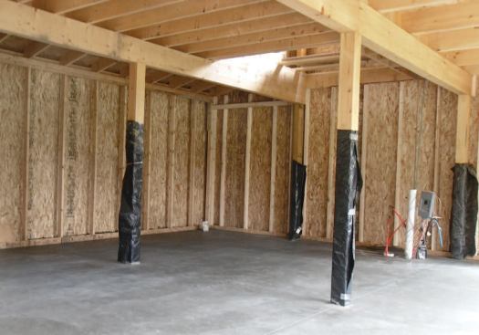 Once the building is enclosed, the slab can be poured without concern for temperature or foul weather.