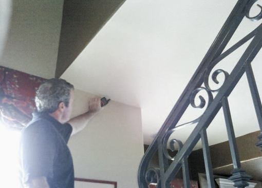 Moisture readings confirmed that the wallboard in the area was damp.