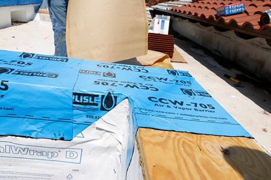 It’s critical to use Flexwrap in the corners because of the cuts needed to the straight membrane.