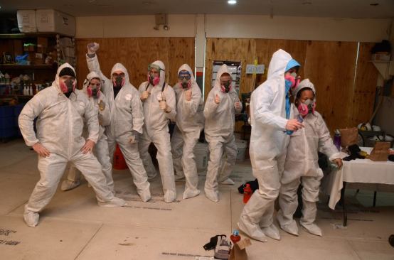 Students on spring break from James Madison University in Virginia gear up to scrub down mold-infested basements in the Rockaways, organized by grassroots recovery group Restore & Rebuild.