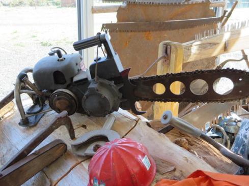 This was produced by the Power Machinery Company of Vancouver, BC and was first sold in 1949. Of course chainsaws have been around for longer than that. The first portable gas-powered model was built by Festo (the original owner of Festool) in 1925.