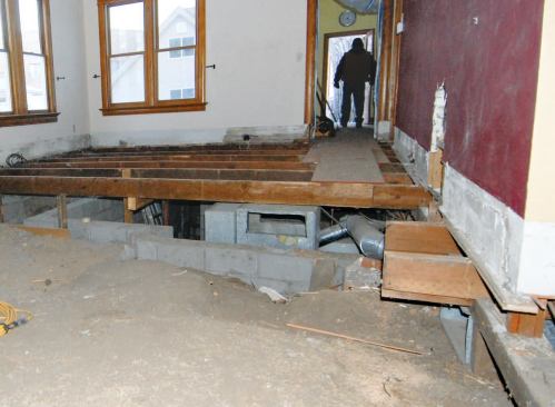 A view of cutaway joists