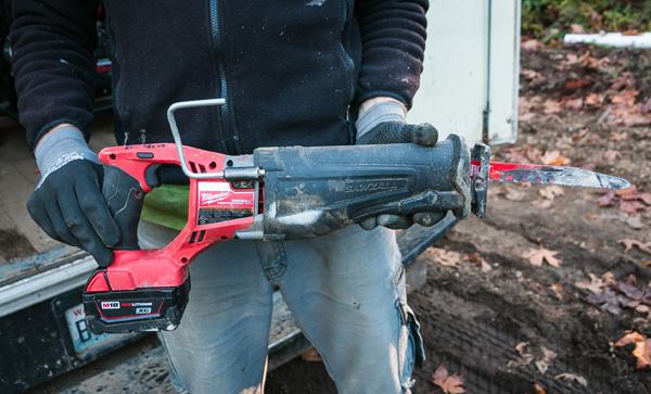 Our corded recip saw has long been the go-to tool for cutting through wood, wood with nails, and even for threaded rod. But since we got a cordless Milwaukee M18 Fuel recip saw (
2720-22), we now use it most of the time. This saw has proven more than powerful enough for most of our needs, and working without a cord is so convenient.