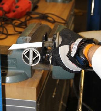 This test blank, a steel pipe with angle iron and flat bar inside, is designed to severely challenge (destroy) metal cutting blades. It’s unlike anything one would encounter on the jobsite so it’s hard to be sure how a blade’s performance in this material relates to the real world.