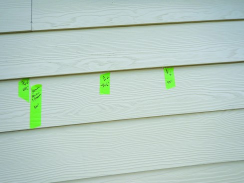 The nailing pattern was random, clearly not lined up with the studs.