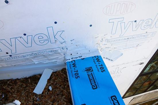 Flexwrap first, then flap the Tyvek back over. This cap is done!