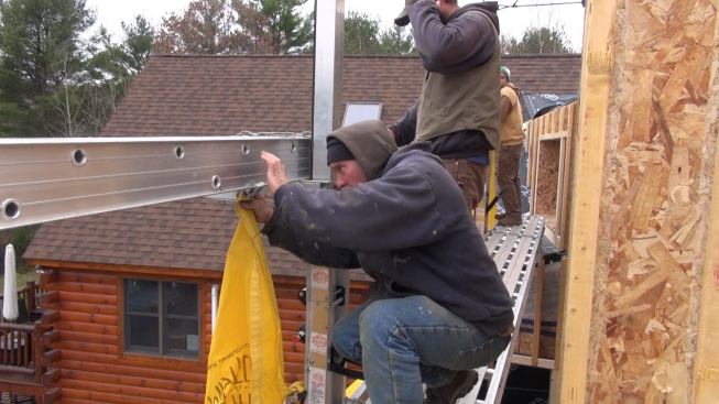 Placing a clip for the safety net.
