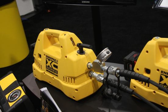 Enerpac introduced its new double-acting valve XC series hydraulic pumps, which run on Milwaukee’s M28 battery platform. The pump can create up to 10,000 psi of pressure.