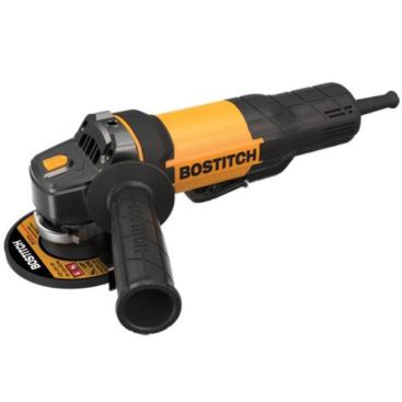 The 4 1/2-inch angle grinder (BTE820K) has a 7-amp motor and produces up to 11,000 RPM. It’s outfitted with a three-position side handle and a non-locking paddle switch that shuts off if the tool is dropped during use. There is a spindle lock for changing wheels and a tool-free guard for quick and easy adjustments. The tool comes in a kit box with cutting and grinding wheels, cutting and grinding guards, a side handle, and wrench. MSRP: $60