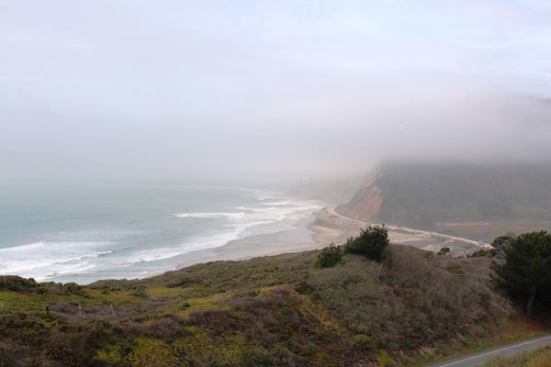 Bonus photo: This is the view from the parking lot. The hill in the distance is part of Big Basin Redwoods State Park. The low area in front of it is where Waddell Creek flows into the Pacific. Big Creek Lumber’s original mill was several miles up that creek; it moved to its current location in 1964.