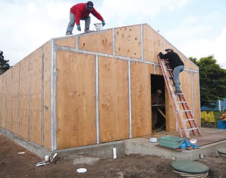 The plywood seams on both the walls and the roof were further sealed with drywall tape and duct mastic.