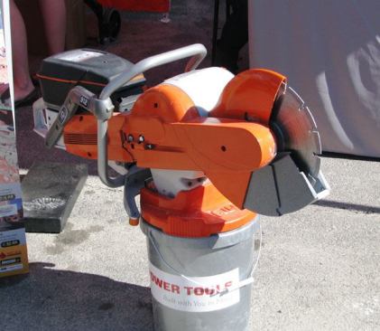 A dust collecting cut saw
