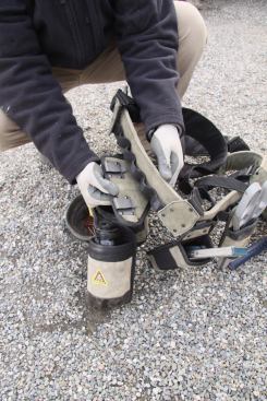 The tool belt is equipped with a series of loops that resemble the gun belt of the Wild West. Each Iron Dog pouch and accessory is equipped with metal clips that attached to the belt’s loops. The pouches can even be layered together, as seen in the next slide.