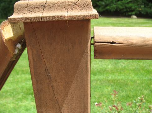 Finish nails were also used to fasten the rails to the posts.