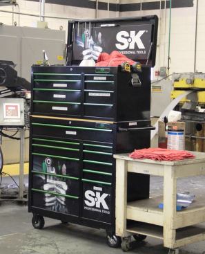 The machine operators in the plant could use any brand of tools to keep the equipment running; they use SK tools because IDEAL owns that company. 
The SK factory is located only a mile or two away from where this photo was taken.