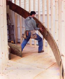 Figure 10. Align the stringer laminations with the tread marks on the frame, then screw and glue them together.