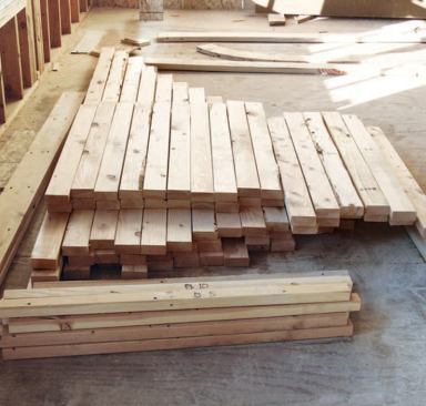 I measured the studs for the individual pony walls directly from the story pole, and stacked and numbered them for quick assembly.