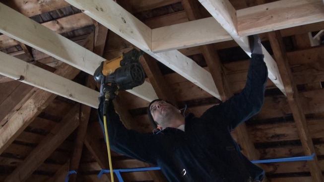 Framing the new upstairs ceiling.