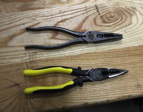 Combination Pliers (long-nose with wire strippers) are one of Klein's newest products. Here they are after riveting and complete.
