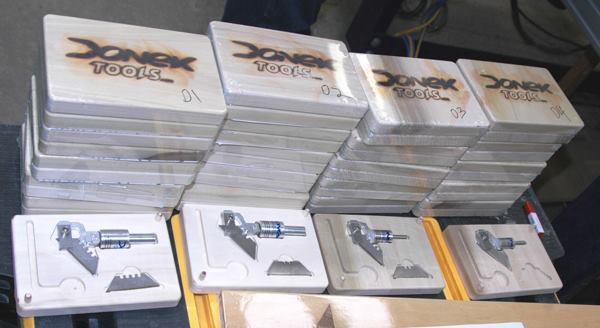 Four models of Donek Drag Knives are available in different shank sizes and cut-radius capabilities.