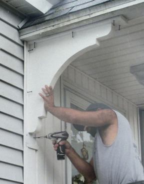 After protecting the sheathing with Vycor flashing tape, we installed the new brackets.