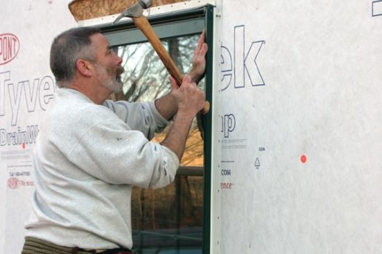 Install the WindowNext, I install the window, driving roofing nails through the preformed holes in the flanges, spacing them about 6 inches apart or per the manufacturer's directions.