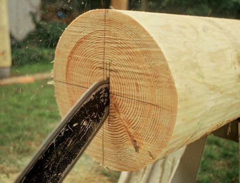 While maintaining downward pressure to avoid kickback, slowly raise the saw as you push in.