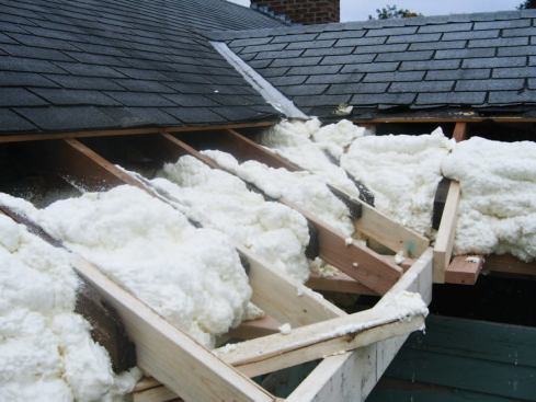 The area was filled with medium-density spray foam, which blocked air leaks.