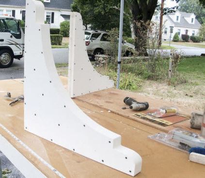 We finished up the edges with light sanding. We filled the screw holes with Bond&Fill, a filler designed to work with all the available brands of PVC trim.