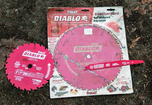We have been using 
Diablo circular saw blades since 2004 and buy them in packs of 10. Prior to that, we used Marathon and Matsushita blades. We’ve tried other blades as they come out but always go back to Diablo. Their blades last, and the red coating does seem to make them cut more smoothly. We use a 10 1/4-inch Diablo blade on our larger saw.