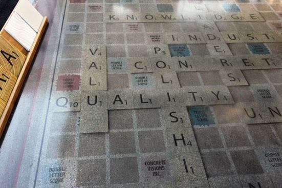 ... look closely and you can see the aggregate and how they created the illusion of wood grain on the tiles.