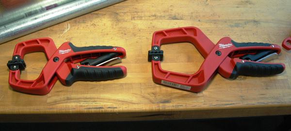 Stop Lock Hand Clamps are available in 2-inch (48-22-3002) and 4-inch (48-22-3004) models. The polymer pads won’t come off because they are riveted in place and the Stop Lock mechanism won’t back off until you press the release. The body of the clamp is made from resin; the hardware is metal. Available: now. Price $6 (2-inch); $8 (4-inch).