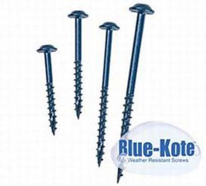 Outdoor Pocket Screws. Kreg’s Blue-Kote, Protec-Kote and stainless steel screws are intended for outdoor use and are sized to work with standard Kreg Jigs. Available in 1 1/4- to 2 5/8-inch lengths, they allow you to take the versatility of pocket screw construction outdoors for fastening deck boards or prefabricating trim assemblies. Price: varies by size and quantity