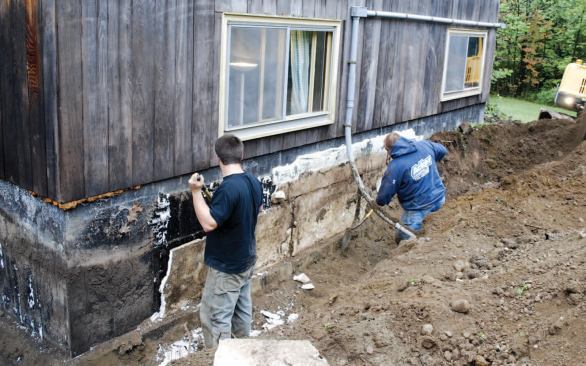 The original EPS foundation insulation was seriously degraded by UV exposure and moisture.