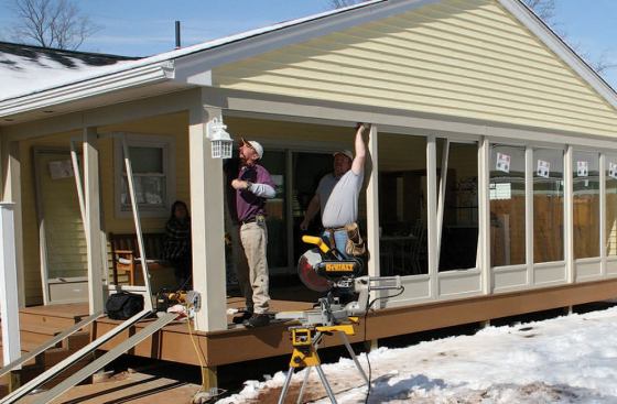 Being a vinyl-siding contractor as well as a deck builder, I'm interested in low-maintenance alternatives, so now I use storm doors made of aluminum instead of wood for the panels.