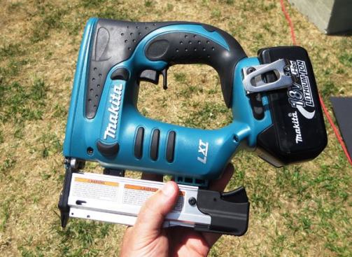 This cordless 23-gauge pinner was one of the more interesting tools on display at the event—interesting to me because I have yet to see a cordless nailer capable of driving pins so small they are nearly invisible. As with 23-gauge pneumatics, the safety is at the trigger and the tip does not compress. Features include an LED light, belt hook, and adjustable depth-of-drive (requires use of onboard hex wrench). It is said to be able to drive up to 3,000 pins per charge with a 3.0 Ah pack, though to save weight I’d go with a compact pack. The pinner weighs 4.6 pounds with a full-size battery and will be released in the U.S. in 2016. COO: Japan.