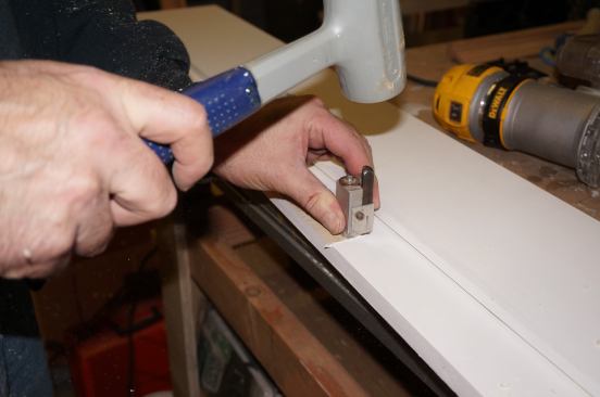 When matching existing hardware in a home, Greg often uses hinges with square corners. A spring-loaded corner chisel makes quick work of squaring the corners of the mortise.