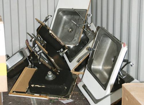 A third container was used to stockpile recyclables.