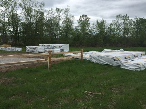 The project required about 25,000-board feet of 2x12 framing lumber and 5/4 x 6 decking. For efficient access, the stacks were arranged in the order that they would be needed as they were delivered to the site.
