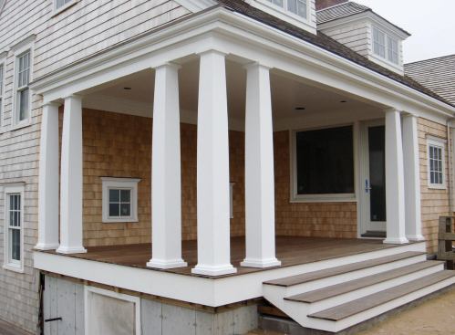 The slight camber on the posts may have seemed a minimal gain for the amount of complication it added to the project, but once the columns were finished and in place . . .