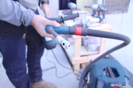 Dust control was the big theme at WOC this year. Here, Bosch released it’s Speed Clean bit which they tout as drilling faster than conventional bits. The hollow bit comes equipped with a vacuum attachment which will suck concrete dust out of the hole as it’s being drilled.
