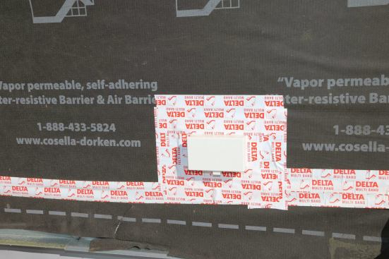 Delta MULTI BAND is amazing tape that sticks perfectly to Delta Vent SA and to our Plywood substrate at window prep.