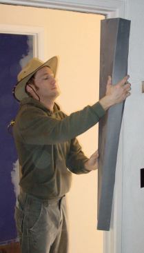 Proprietary jamb protectors wrap easily around openings and stay in place without fastenings.